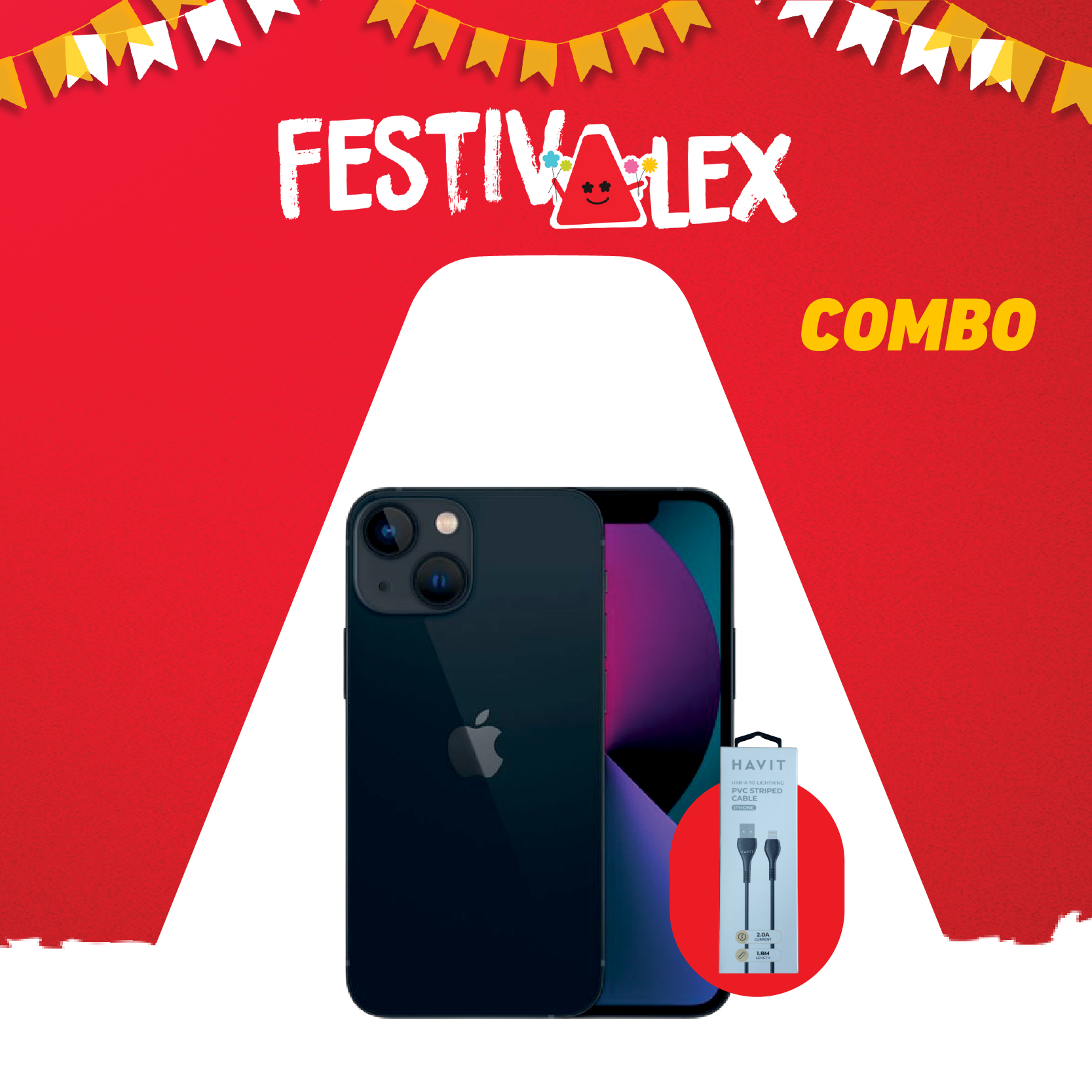 COMBO CELULAR IPHONE + CABLE _ FESTIVALEX